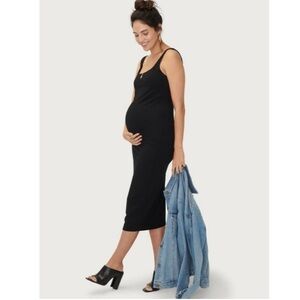 Hatch Collection The Body Tank Dress Bamboo Blend Stretch Size Small Black